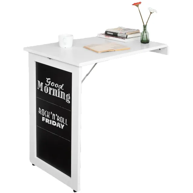 MokoHub Wandtafel Klaptafel - Opklapbare Eettafel - Keukentafel - Memoboard - Wandmontage - Klaptafel Keuken - 50x76x75 cm - Wit