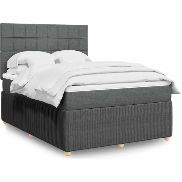 vidaXL Boxspring met matras stof donkergrijs 160x200 cm grijs