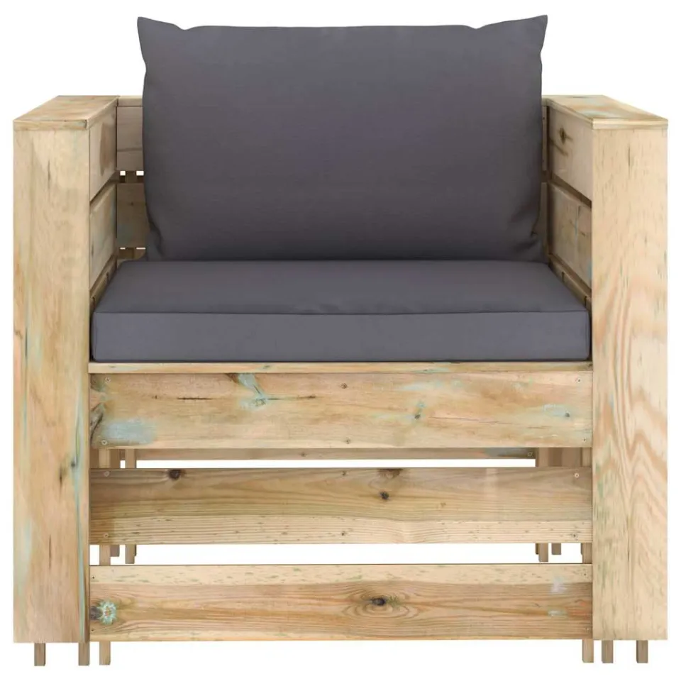 vidaXL 2-delige Loungeset met kussens groen geïmpregneerd hout, foto 3