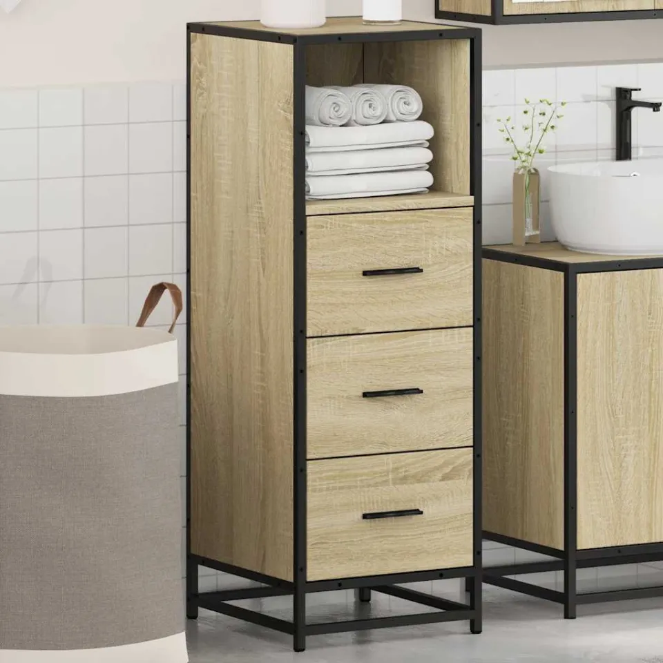 vidaXL Badkamerkast 35x37,5x100 cm bewerkt hout sonoma eikenkleurig, foto 3