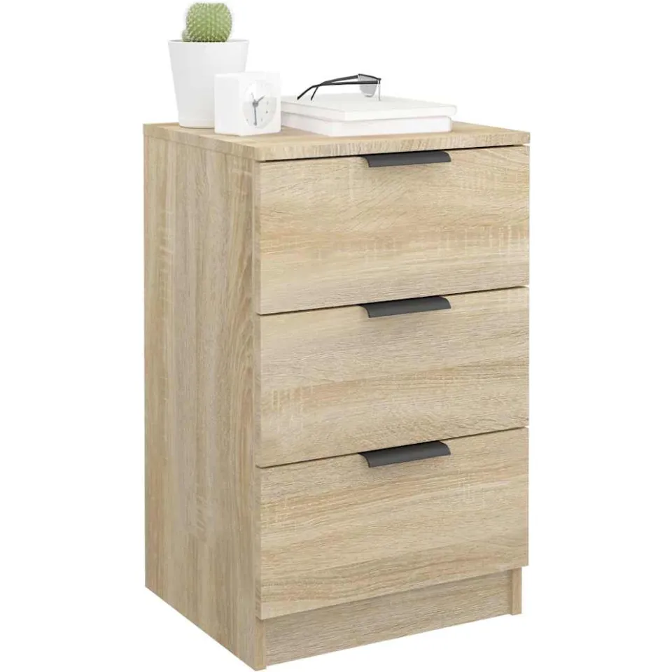 vidaXL Nachtkastjes 2 st 40x36x65 cm sonoma eikenkleurig, foto 3