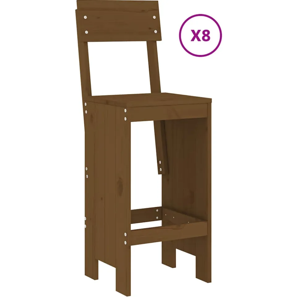 vidaXL 9-delige Tuinbarset massief grenenhout honingbruin bruin, foto 3