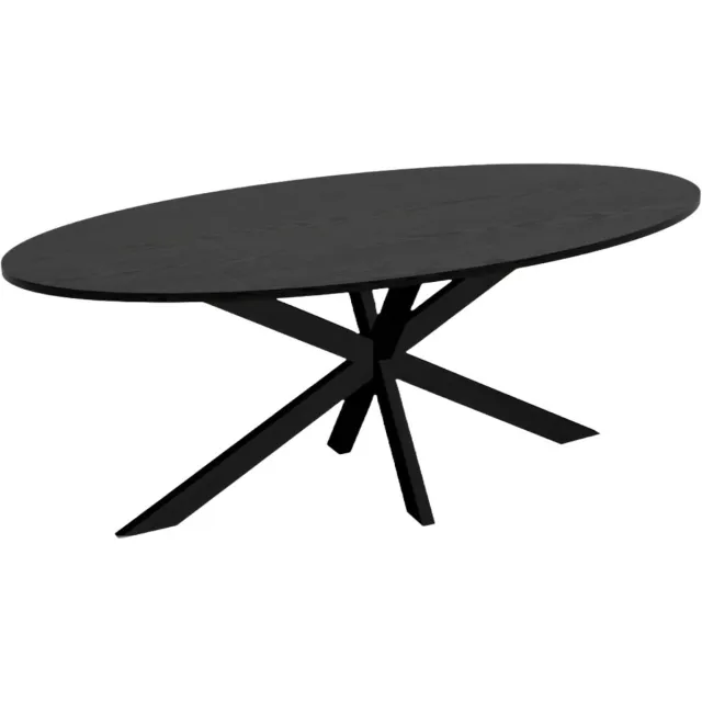 Lizzely Garden & Living Eettafel ovaal 210cm Rato zwart ovale tafel MDF eetkamertafel
