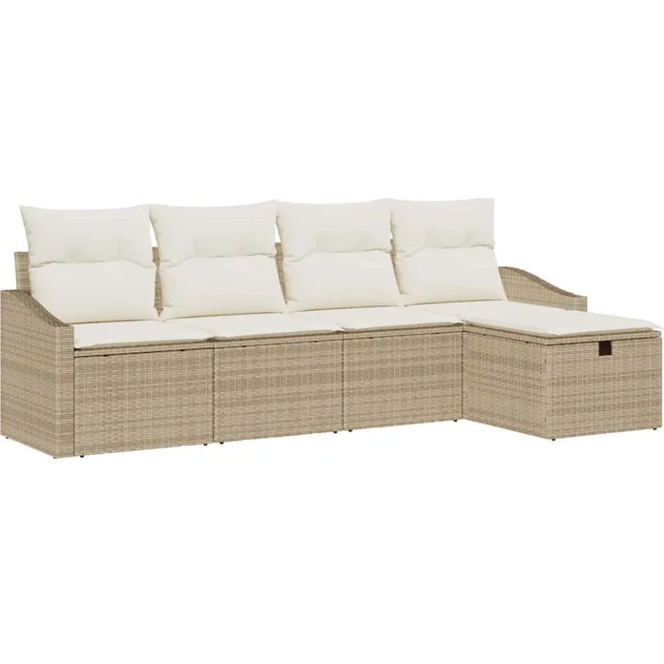 vidaXL Bankstel 5 st Beige poly rattan