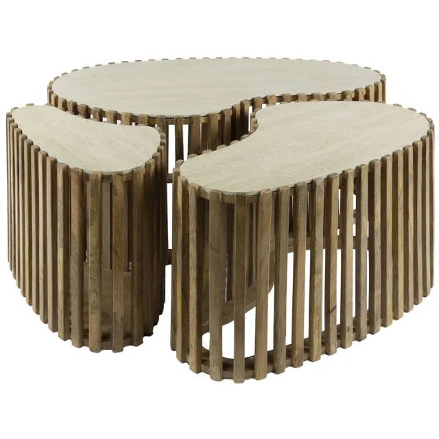 Giga Living Giga Meubel Salontafel Nuovo - Travertin - Set Van 3 - 90x52x40cm