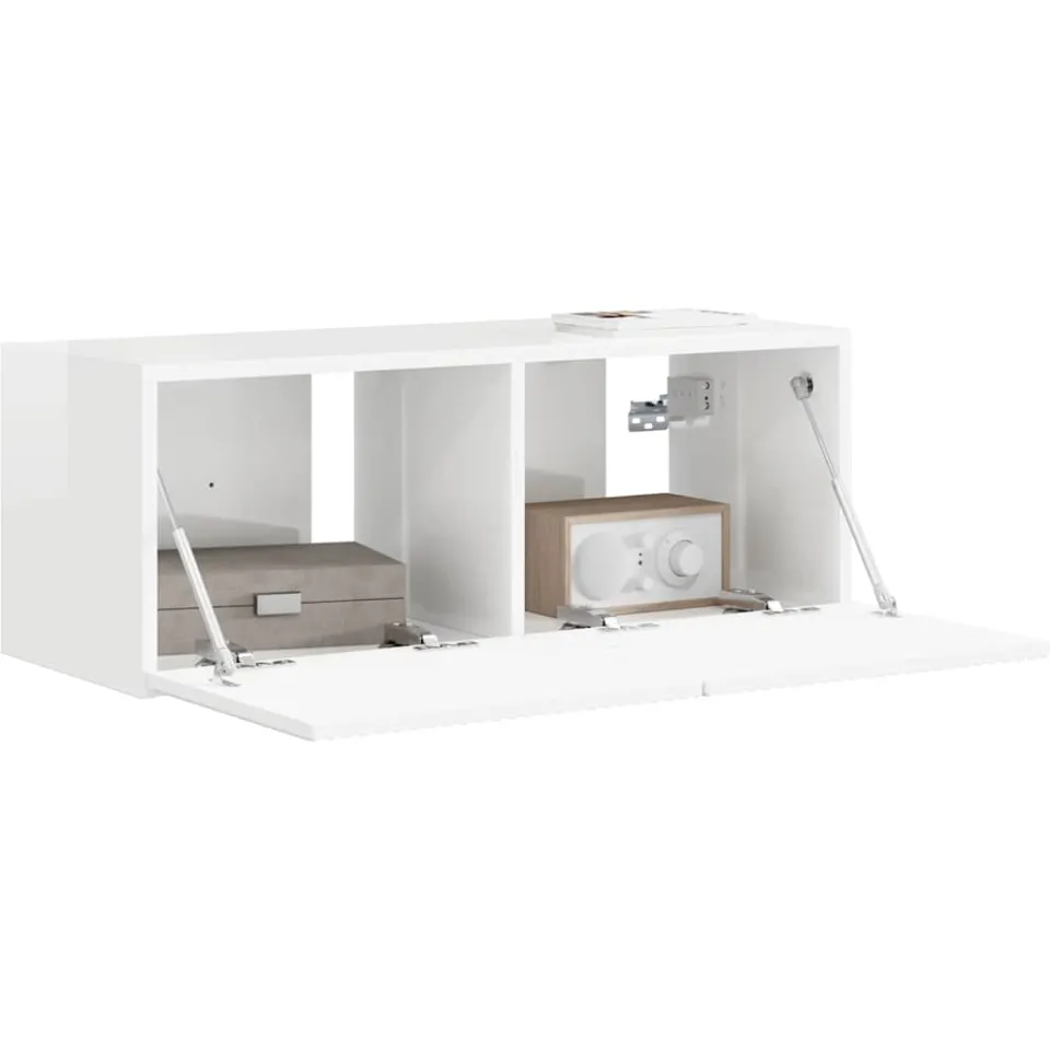 vidaXL TV Wandkast 78,5 x 30 x 29,5 cm Glanzend Wit Bewerkt hout