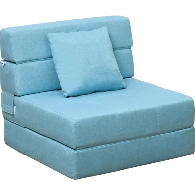 Homcom slaapbank - 2-in-1 - met kussen - polyester - blauw