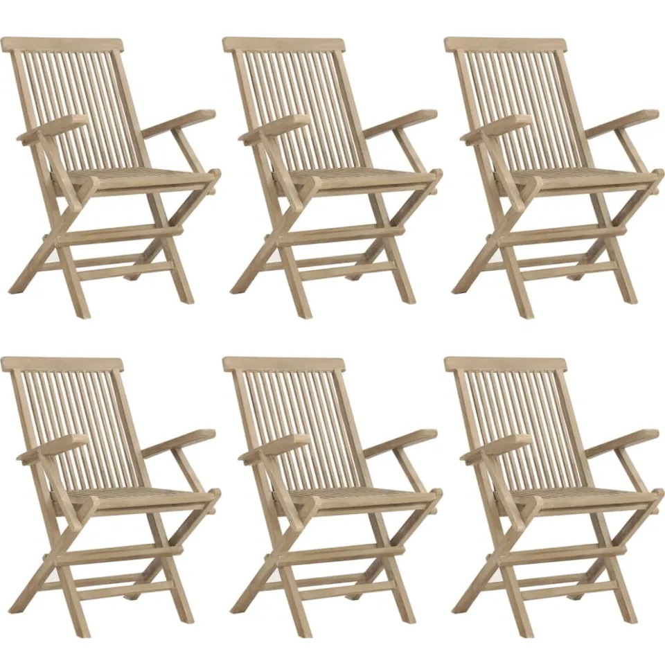 vidaXL 7-delige Tuinset massief teakhout grijs, foto 3