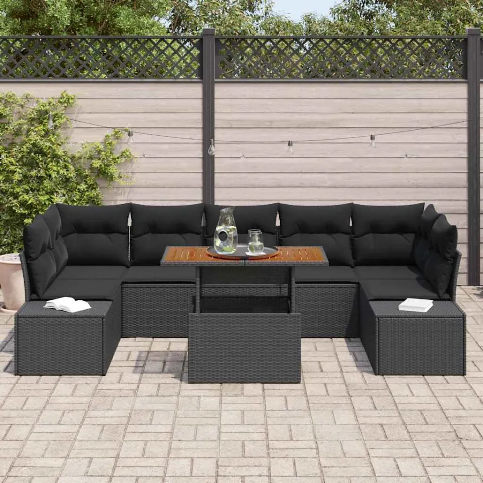 vidaXL Tuin Sofa Set 8 st Zwart Poly riet, foto 3