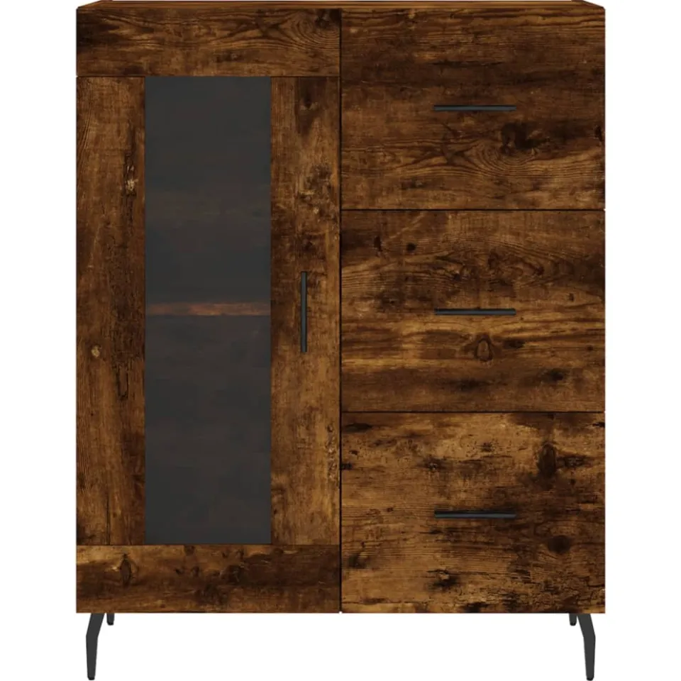 vidaXL Dressoir 69,5x34x90 cm bewerkt hout gerookt eikenkleurig