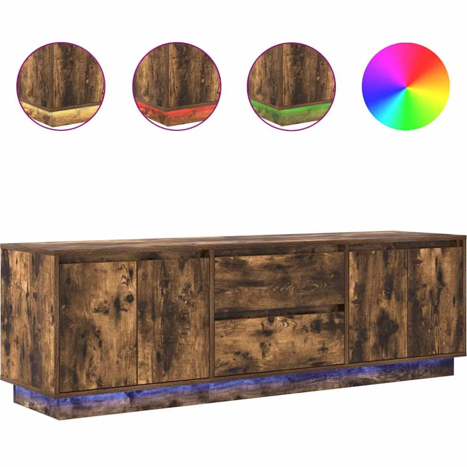 vidaXL Tv-meubel LED-verlichting 160,5x41x50 cm gerookt eikenkleurig, foto 4