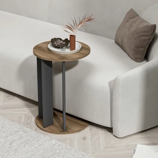 en.casa Bijzettafel Frederiksberg walnootkleurig en antraciet