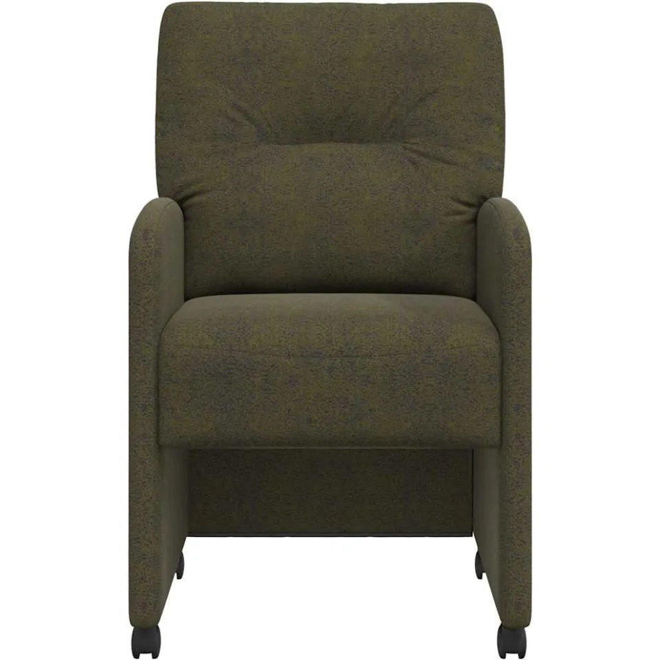 vidaXL Eetkamerstoelen met Wieltjes 2 st Faux suede leer Leger groen, foto 4