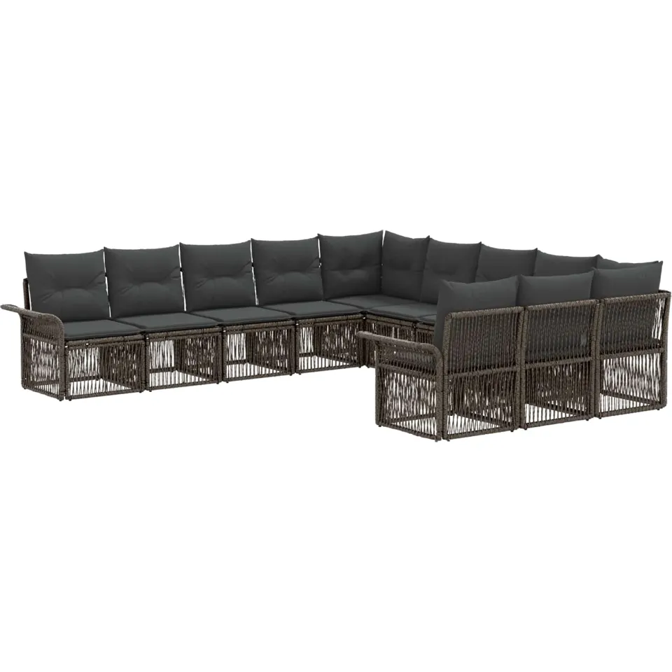 vidaXL Tuinbankenset 11 st 11-zits Grijs poly rattan, foto 3