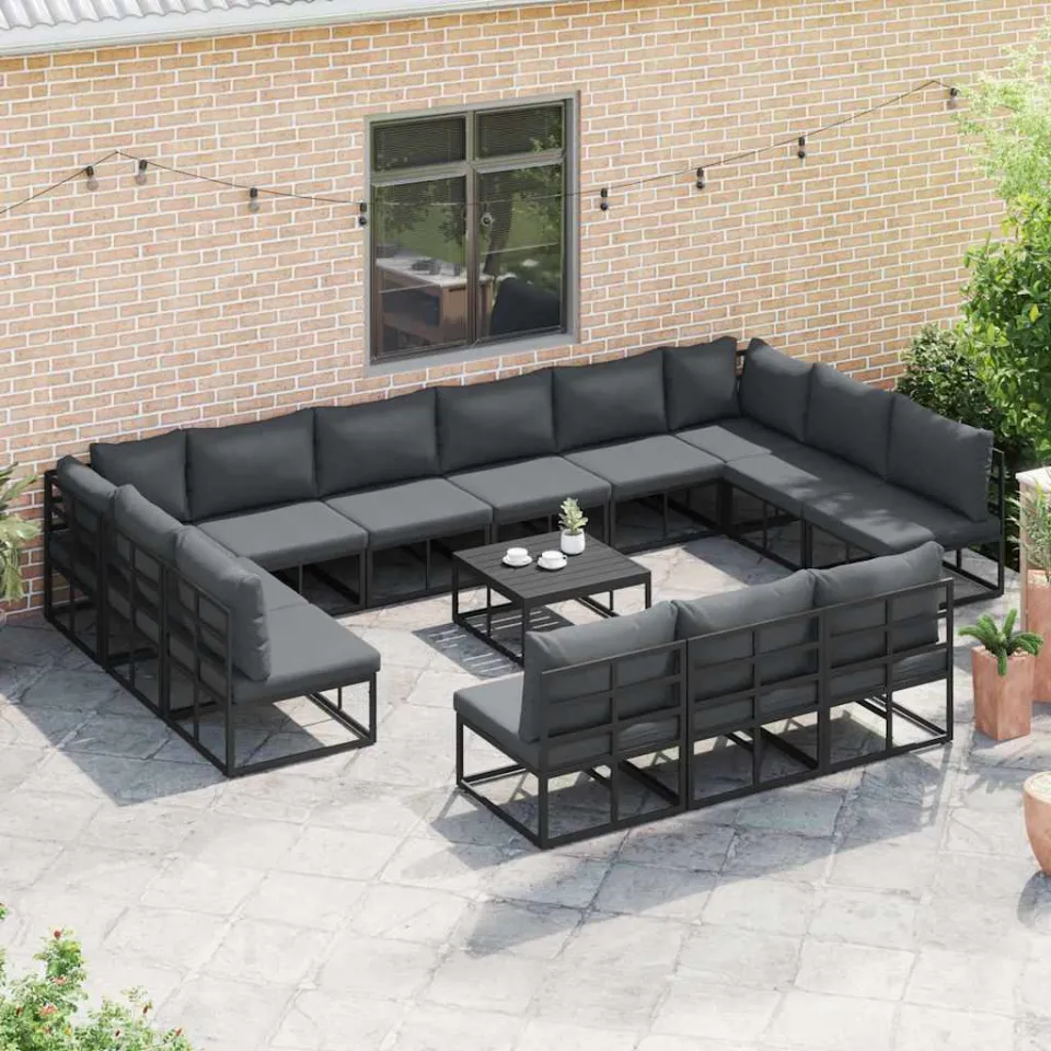vidaXL Tuinbankenset 14 st Zwart Aluminium, foto 3