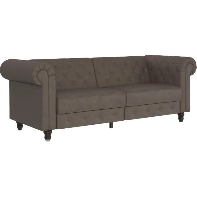 Notio Living Felix 3-Zits Slaapbank met Verstelbare Rugleuning - Bruin Microvezel - 236 cm Donkerbruin