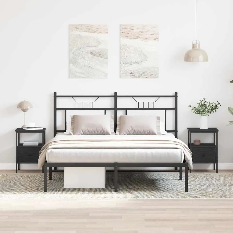 vidaXL Nachtkastje 2 st Zwart Eiken 34 x 36 x 50 cm Bewerkt hout, foto 3