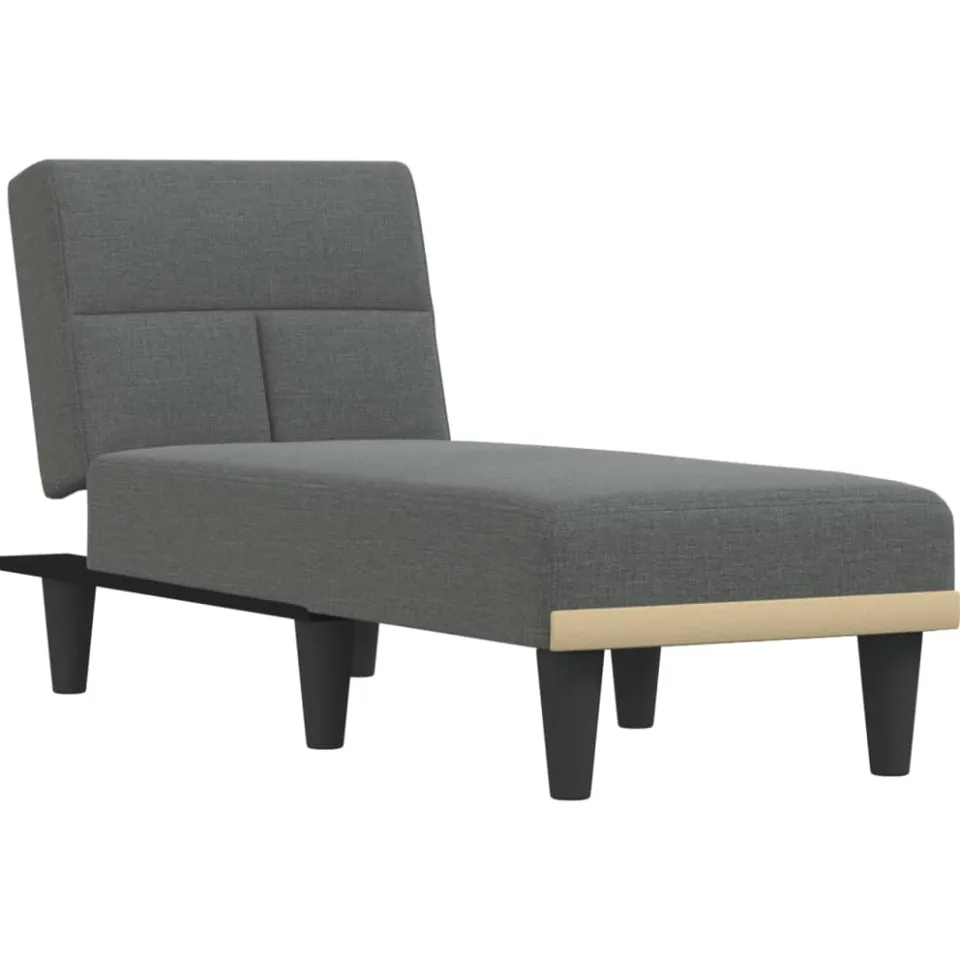 vidaXL Chaise longue stof donkergrijs grijs, foto 4