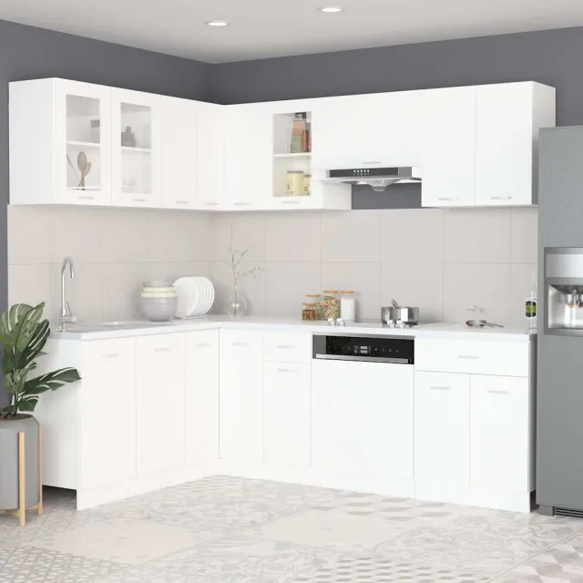 vidaXL 11-delige Keukenkastenset Lyon bewerkt hout wit