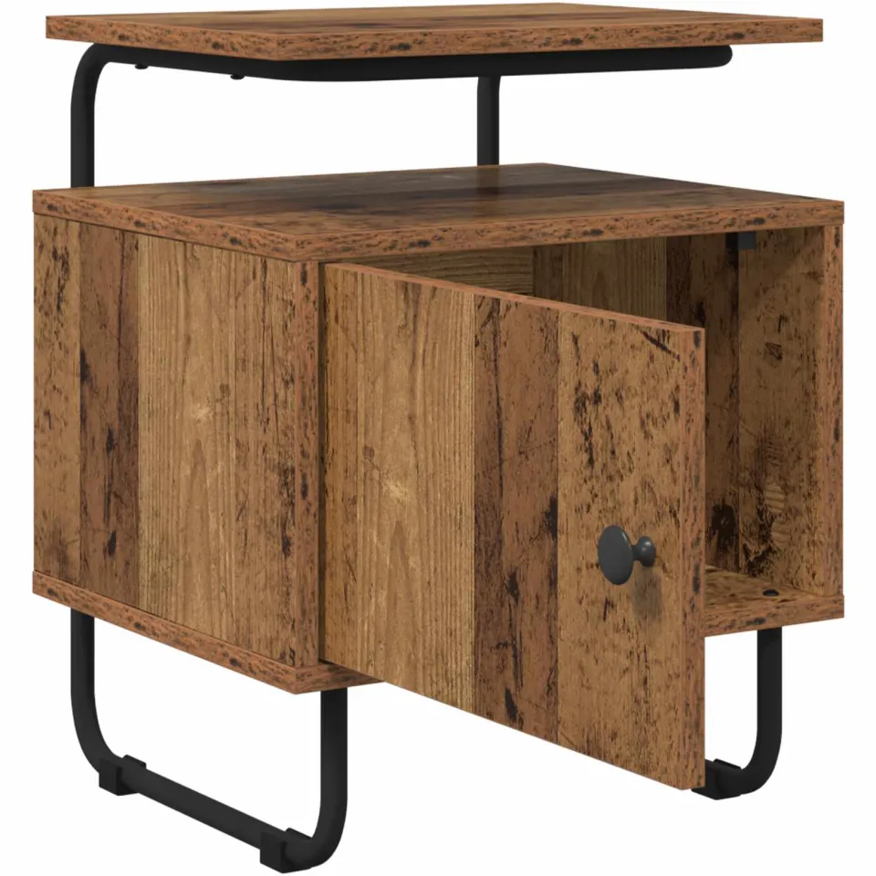 vidaXL Nachtkastje Oud hout 40 x 36,5 x 50 cm Bewerkt hout bruin, foto 4