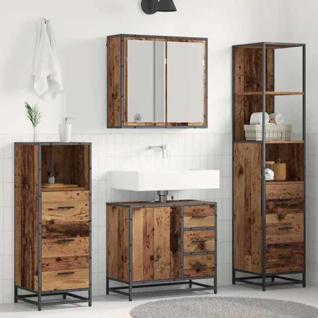 vidaXL Badkamermeubelset 4 st Oud Hout Bewerkt hout bruin, foto 2