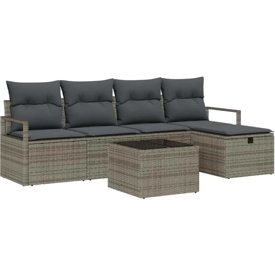 vidaXL Tuin Sofa Set 6 st Grijs poly rattan