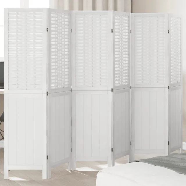 vidaXL Kamerscherm met 6 panelen massief paulowniahout wit, foto 2