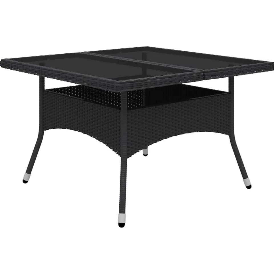 vidaXL 9-delige Tuinset poly rattan en glas zwart, foto 3