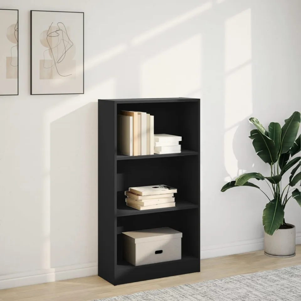 vidaXL Boekenkast 60x24x109 cm bewerkt hout zwart, foto 2