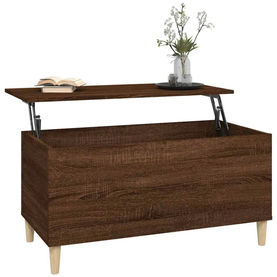 vidaXL Salontafel 90x44,5x45 cm bewerkt hout bruin eikenkleur, foto 4