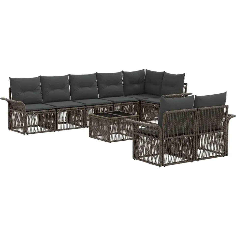 vidaXL Tuinbankenset 9 st Grijs poly rattan, foto 3