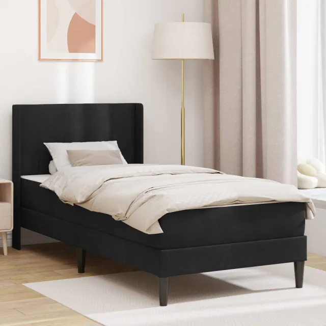 vidaXL Bedframe met matras Zwart 90 x 200 cm fluweel