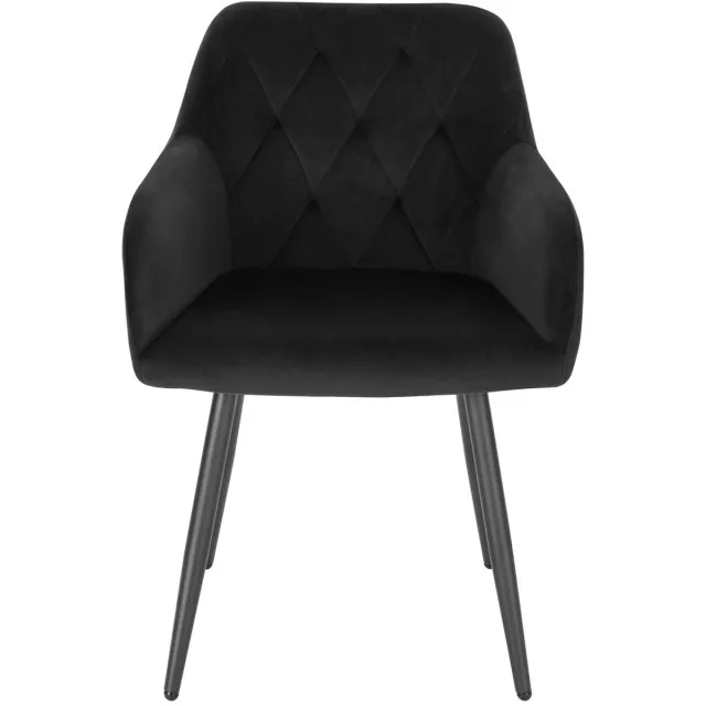 Klarven Eetkamerstoelen Fluweel zwart - Fluwelen Eetkamerstoelen - Dining Chairs - Eetkamerstoelen Set van 4 - Ergonomisch comfortabele zit - Metalen frame - Draagvermogen 120 kg - B56xd53xh83,5cm