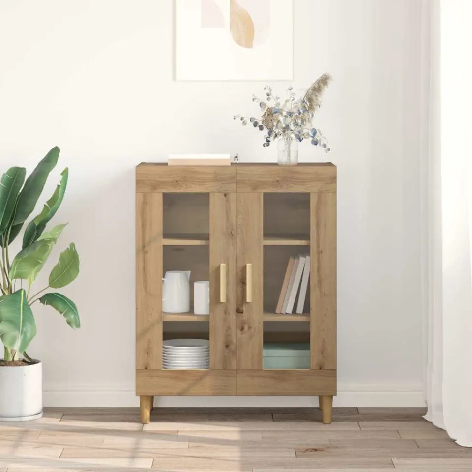 vidaXL Dressoir Artisan Eiken 69,5 x 34 x 90 cm Bewerkt hout, foto 3