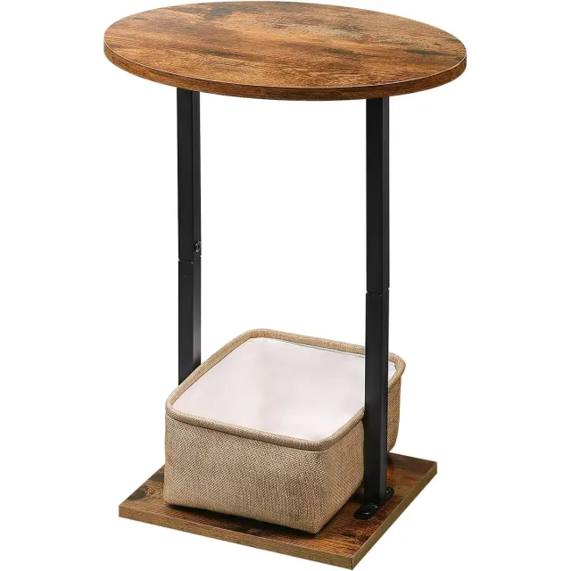 Ibenzoa Ronde Houten Bijzet tafel met Robuust Metaal Frame - Perfect voor Diverse Interieurstijlen bruin