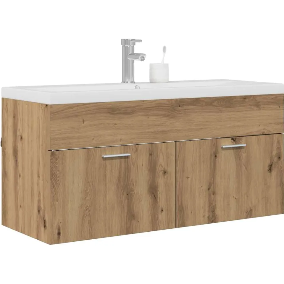 vidaXL Badkamerkast Artisan Eiken 100 x 38,5 x 46 cm Bewerkt hout Bruin