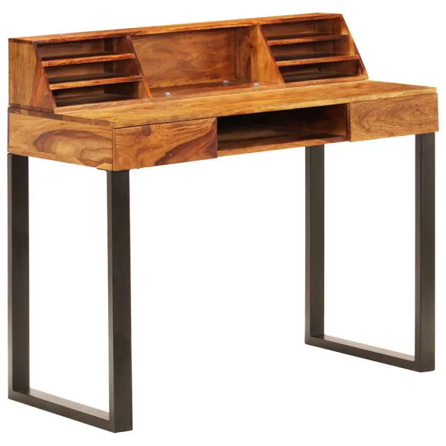vidaXL Bureau 110x50x94 cm massief acaciahout en staal Bruin