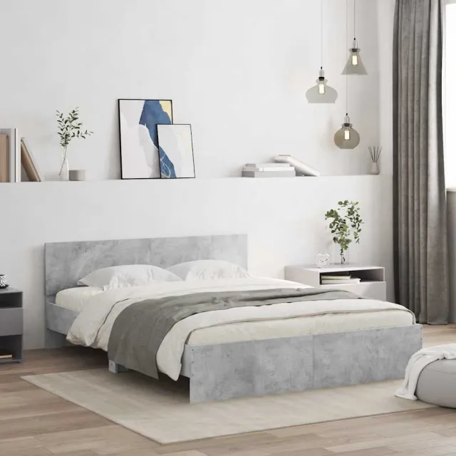 vidaXL Bedframe met hoofdeinde betongrijs 140x200 cm