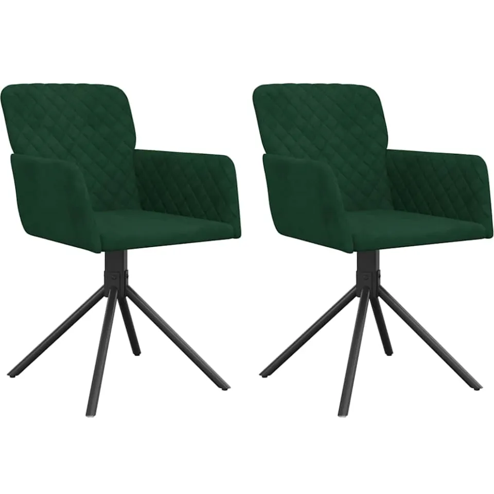 vidaXL Eetkamerstoelen draaibaar 2 st fluweel donkergroen groen, foto 3