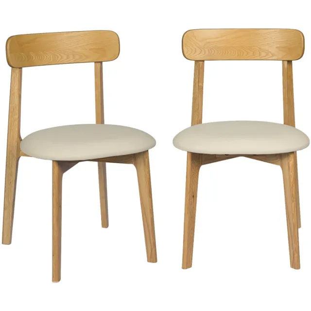sweeek Set van 2 vintage stoelen van rubberhout en kunstleer - victoire Naturel