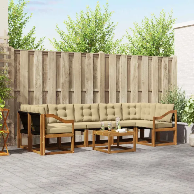 vidaXL Buiten bankenset 8 st 7-zits Natuurlijk en Beige