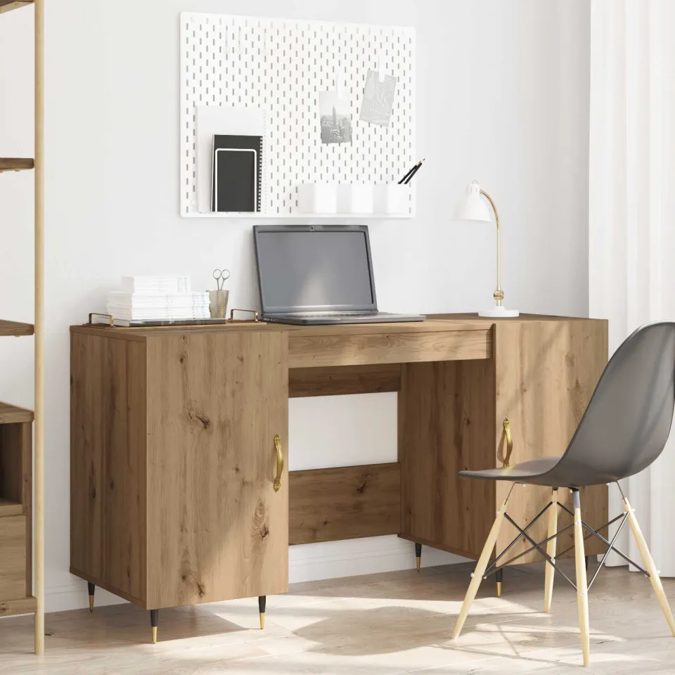 vidaXL Bureau artisanaal eikenkleurig Bewerkt hout 140 x 50 x 75 cm, foto 4