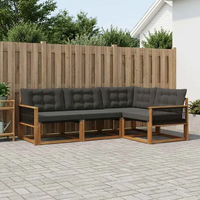 vidaXL Buiten bankenset 4 st 4-zits Naturel en Zwart