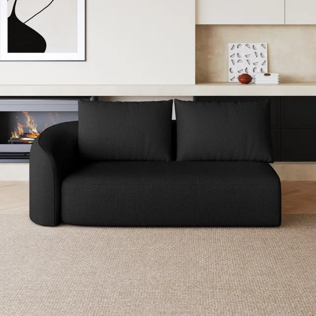 STILVORA Hoekbank Links 2-Zits - Direct Klaar Voor Gebruik - Comfortabele Lounge Voor Woonkamer En Slaapkamer - Stof - Zwart