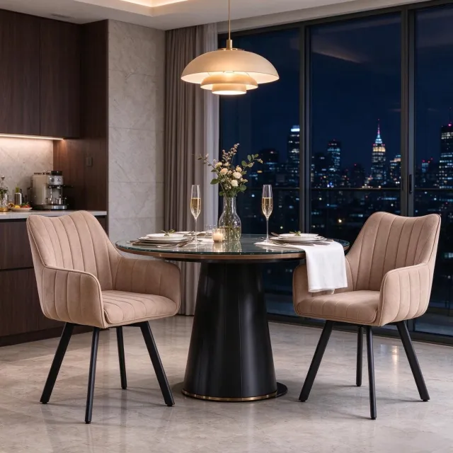 CHICFURN Eetkamerstoelen set van 2 - 360 graden draaibaar - Met armleuningen - Khaki