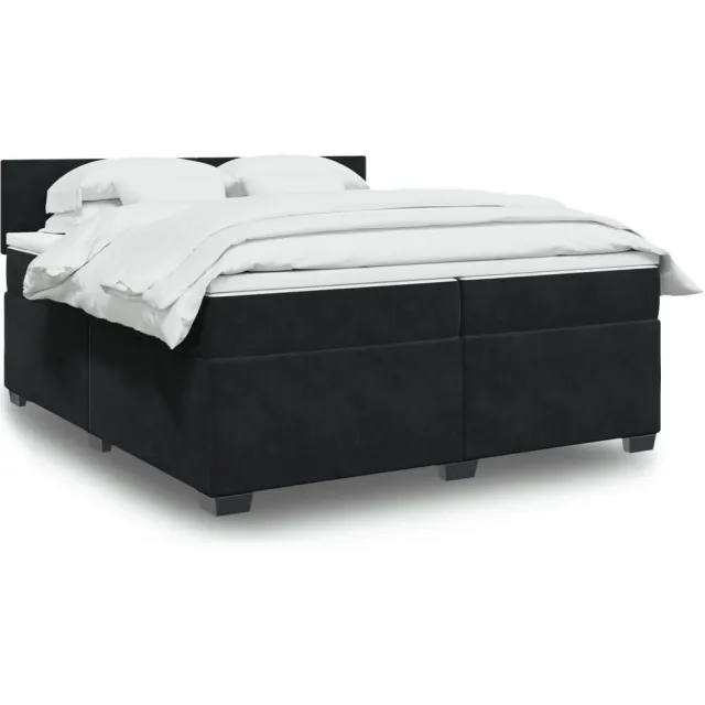 vidaXL Boxspring met matras fluweel zwart 200x200 cm