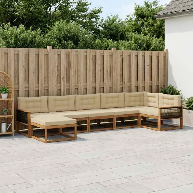 vidaXL Buiten bankenset 7 st 7-zits Natuurlijk en Beige