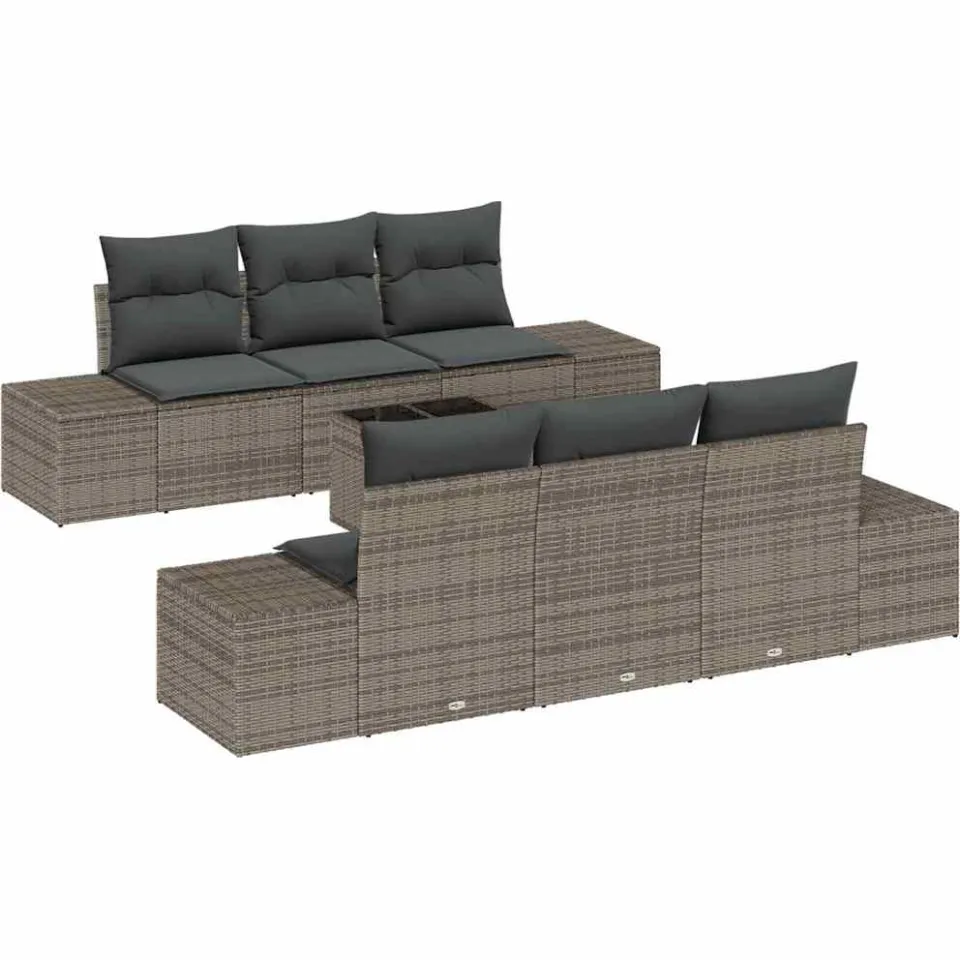 vidaXL Tuin Sofa Set 7 st Grijs poly rattan