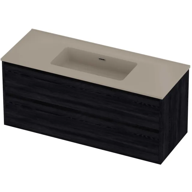 Proline Tribute Badmeubelset Porselein Elegant 2 Laden 120x46x54 cm Mat Crème Cotton Black Oak Eiken