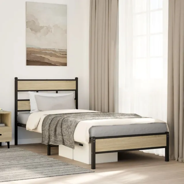 vidaXL Bedframe zonder matras hout sonoma eikenkleurig 107x203 cm Bruin